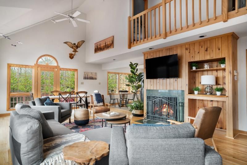 a cozy cabin living room