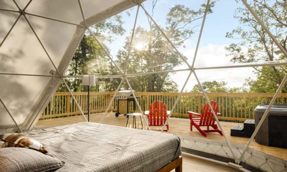 a geodome cabin