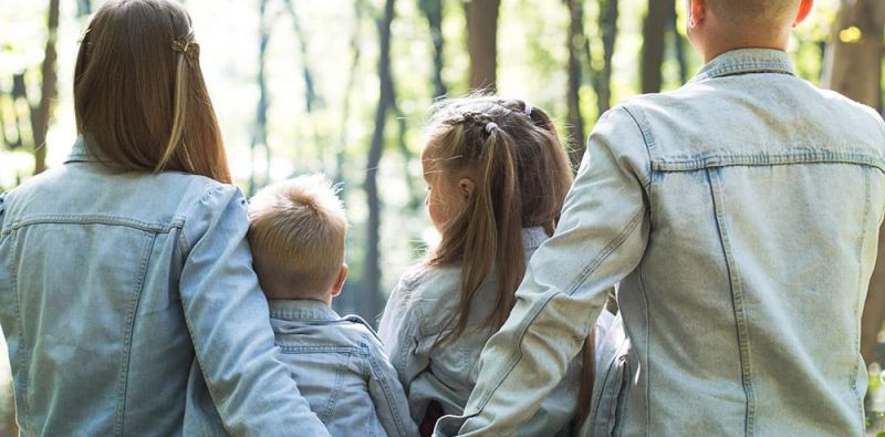 a happy family in nature