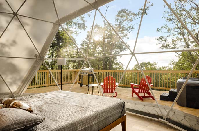 a geodome cabin