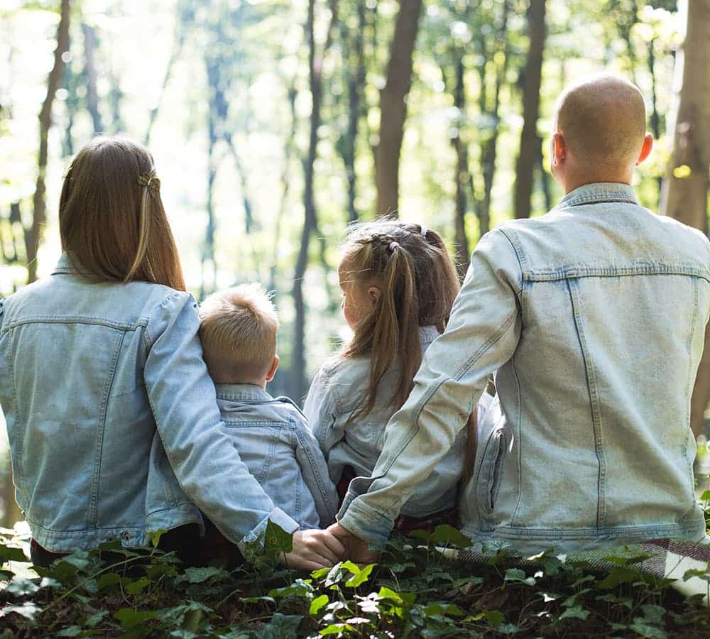 a happy family in nature