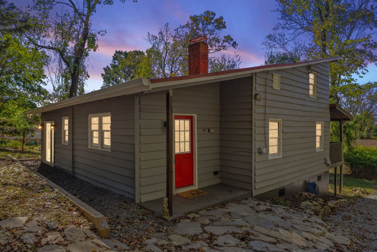 A Blue Maple cabin surrounded by trees near Harpers Ferry, West Virginia