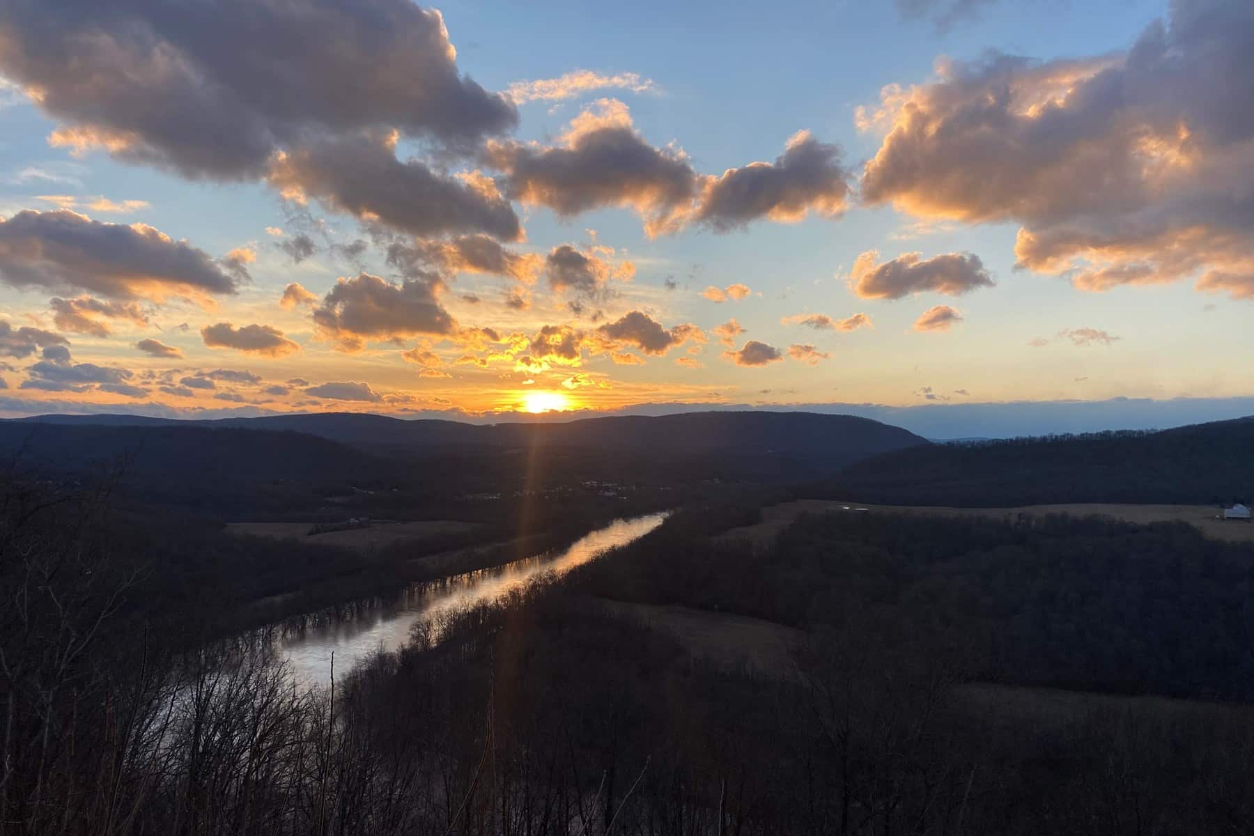 Sunset over the Cacapon River valley from River View Cabin in Great Cacapon WV