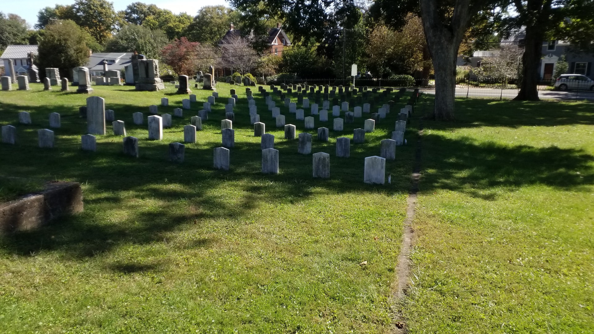 Rows of headstones in the Confederate section of Elmwood Cemetery in Shepherdstown